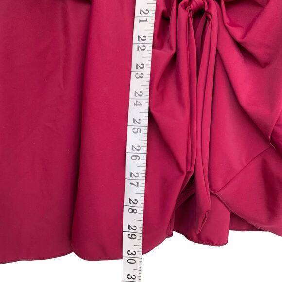 Kate Kasin Swim Dress NWT Women's Large Ruched Burgundy V-Neck Wide Strap - Picture 6 of 6